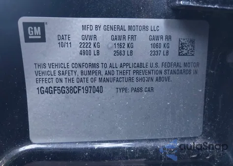 2012 Buick Lacrosse Premium 2 Group from USA, damaged, VIN 1G4GF5G38CF197040